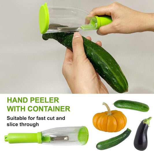 Green Bottle Peeler With Container For Vegetables