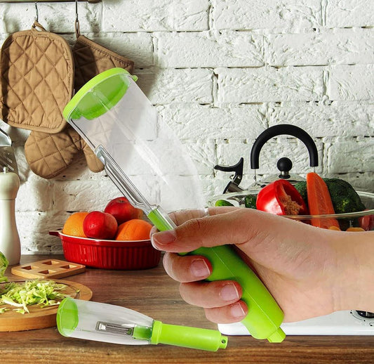 Green Bottle Peeler With Container For Vegetables