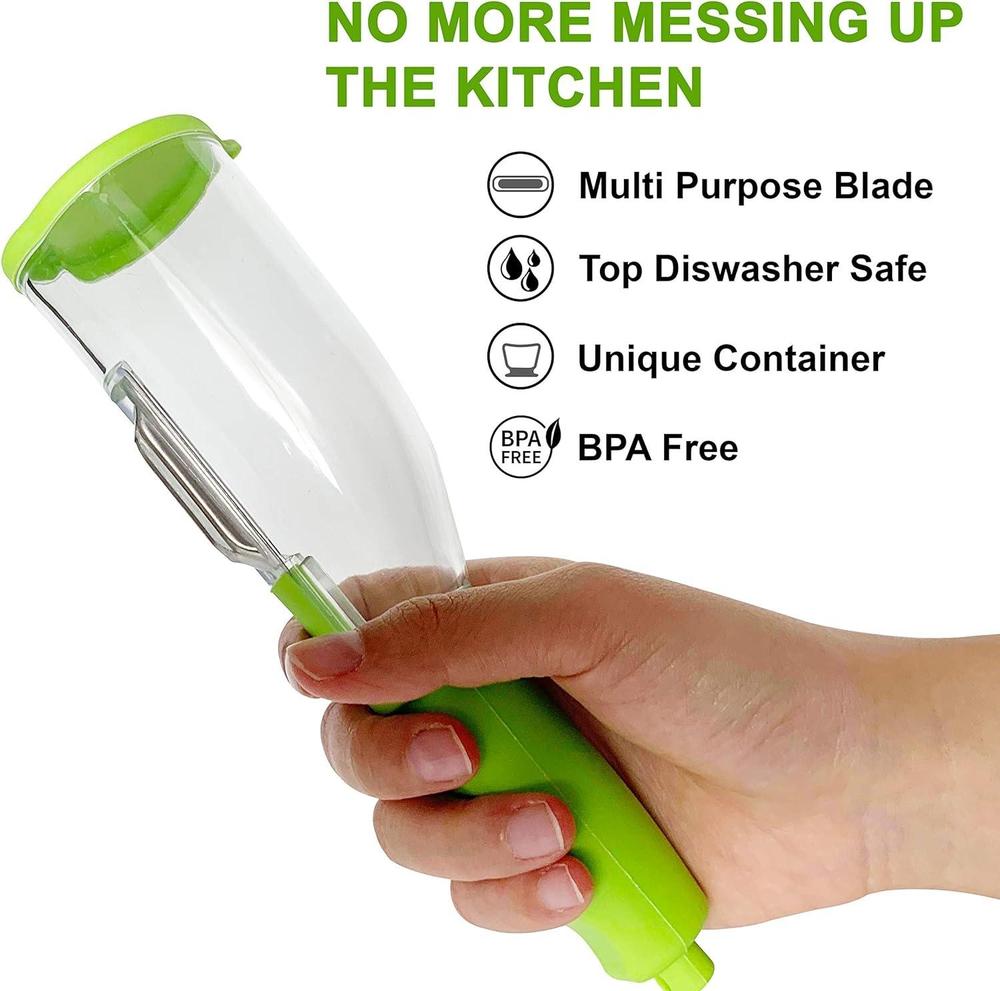 Green Bottle Peeler With Container For Vegetables